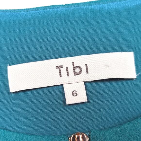 Tibi Dress Women's Size 6 Teal Bell Sleeve Sheath - Picture 6 of 11